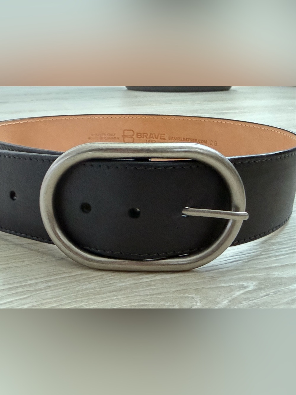 BRAVE LEATHER Fia Vachetta Large Buckle Belt- Size 28